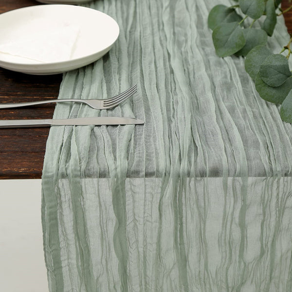 90 x 300cm Easter Cheesecloth Table Runner Boho Rustic Table Runner for Wedding Party Home Decor Green