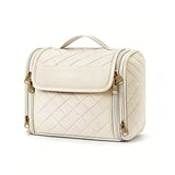 Travel Makeup Bag with Hanging Hook Large-Capacity Cosmetic Organizer Beige