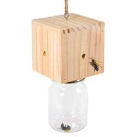 Wooden Bee Trap for Outside Hanging Wood Carpenter Bee Catcher with Removable Bottle Style 1