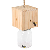 Wooden Bee Trap for Outside Hanging Wood Carpenter Bee Catcher with Removable Bottle Style 1