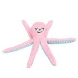 Interactive Plush Dog Toy with Squeaker and Crinkle Tentacles for Medium & Large Dogs Pink