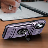 Wallet Card Slot Shockproof Protective Case Compatible With iPhone 17 and 18 Series Purple
