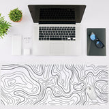 Gaming Mousepad Anti-Slip Mouse Pad Topographic Line Mouse Mat for Home and Office White
