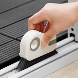 2-in-1 Groove Crevice Cleaning Brush Window Track Cleaning Tool with Hidden Scraper Gray