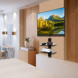 Two-Tier Floating TV Shelf Tempered Glass Adjustable Media Stand