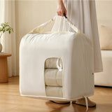 2 Piece Hand Compression Quilt Storage Bags with Valve and Clear Window Beige