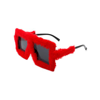 Y2K Fuzzy Decorative Glasses Retro Funny Oversized Square Glasses Trending Decor Red
