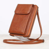 PU Leather Women’s Phone Pouch Crossbody Bag Wallet Brown