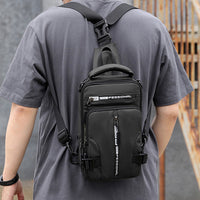 Men's Anti-theft Sling Bag Cross-body Bag Chest Bag Messenger Backpack Black
