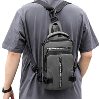 Men's Anti-theft Sling Bag Cross-body Bag Chest Bag Messenger Backpack Grey