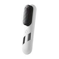 2-in-1 Cordless Hair Straightener Brush Portable Hair Comb with LED Display Hair Styling Tool White