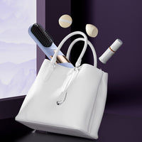 2-in-1 Cordless Hair Straightener Brush Portable Hair Comb with LED Display Hair Styling Tool Purple