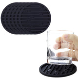 6Pcs Silicone Drink Coasters Non-Slip Cup Coasters Table Protection Mats for Home Kitchen Bar Black