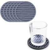 6Pcs Silicone Drink Coasters Non-Slip Cup Coasters Table Protection Mats for Home Kitchen Bar Grey