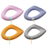 4Pcs Toilet Seat Cover Pads Washable Stretch Toilet Seat Cushion Cover with Handle for Home Bathroom Use