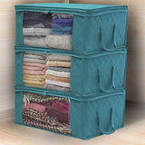 2 Pack Under Bed Storage Bags Foldable Non-Woven Fabric Clothes Organizer with Clear Window for Bedding Blankets Toys Clothing