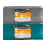 2 Pack Under Bed Storage Bags Foldable Non-Woven Fabric Clothes Organizer with Clear Window for Bedding Blankets Toys Clothing