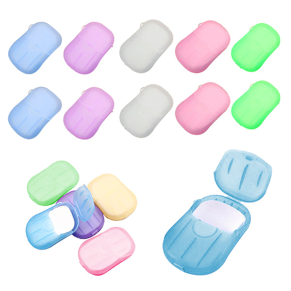 10 Boxes Portable Disposable Thin Soap Sheets Travel Hiking Washing Hand Bath Toiletry Soap Thin Sheets