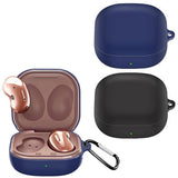 2Pcs Silicone Headphone Protective Case Wireless Earphone Cover with Carabiner for Samsung Galaxy Buds2/ Buds Live/Buds Pro Blue and Black