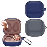 2Pcs Silicone Headphone Protective Case Wireless Earphone Cover with Carabiner for Samsung Galaxy Buds2/ Buds Live/Buds Pro Blue and Grey
