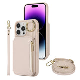 PU Leather Phone Case Crossbody Phone Cover Wallet Purse with RFID Blocking Card Holder Beige