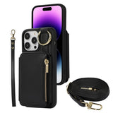 PU Leather Phone Case Crossbody Phone Cover Wallet Purse with RFID Blocking Card Holder Black