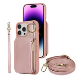PU Leather Phone Case Crossbody Phone Cover Wallet Purse with RFID Blocking Card Holder Rose Gold