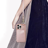 PU Leather Phone Case Crossbody Phone Cover Wallet Purse with RFID Blocking Card Holder Rose Gold