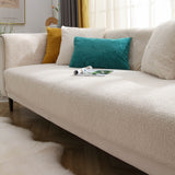 Plush Sofa Cover Couch Cover Anti-slip Sofa Slipcover Furniture Protective Cover Beige
