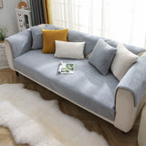 Plush Sofa Cover Couch Cover Anti-slip Sofa Slipcover Furniture Protective Cover Grey