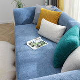 Plush Sofa Cover Couch Cover Anti-slip Sofa Slipcover Furniture Protective Cover Blue