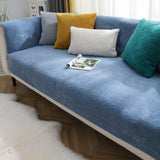Plush Sofa Cover Couch Cover Anti-slip Sofa Slipcover Furniture Protective Cover Blue