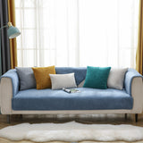 Plush Sofa Cover Couch Cover Anti-slip Sofa Slipcover Furniture Protective Cover Blue