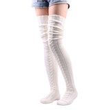 Pair of  Thigh High Socks Women Over Knee Socks Long Knee High Socks Long Winter Stockings White
