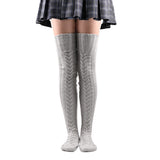 Pair of  Thigh High Socks Women Over Knee Socks Long Knee High Socks Long Winter Stockings Grey