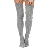 Pair of  Thigh High Socks Women Over Knee Socks Long Knee High Socks Long Winter Stockings Grey