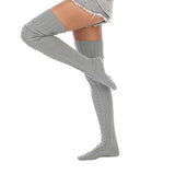 Pair of  Thigh High Socks Women Over Knee Socks Long Knee High Socks Long Winter Stockings Grey