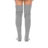 Pair of  Thigh High Socks Women Over Knee Socks Long Knee High Socks Long Winter Stockings Grey