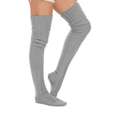 Pair of  Thigh High Socks Women Over Knee Socks Long Knee High Socks Long Winter Stockings Grey