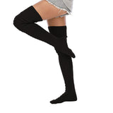 Pair of  Thigh High Socks Women Over Knee Socks Long Knee High Socks Long Winter Stockings Black