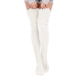 Pair of  Thigh High Socks Women Over Knee Socks Long Knee High Socks Long Winter Stockings White