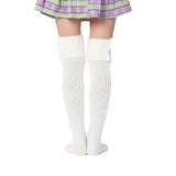 Pair of  Thigh High Socks Women Over Knee Socks Long Knee High Socks Long Winter Stockings White