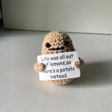 Positive Potato Ornament Funny Knitting Potato Toy Tiny Doll Inspired Toy with Card for Gift Decoration Style 2