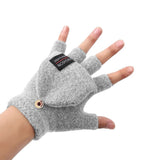 Winter Electric Heated Warmer Gloves USB Cable Half Finger Mitten Gray