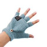 Winter Electric Heated Warmer Gloves USB Cable Half Finger Mitten Green