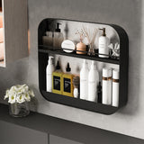 2-Tier Punch-Free Bathroom Wall Rack Wall-Mounted Cosmetics Storage Rack Hanging Shelves Black
