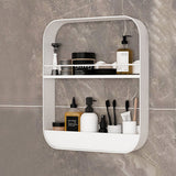 2-Tier Punch-Free Bathroom Wall Rack Wall-Mounted Cosmetics Storage Rack Hanging Shelves White
