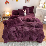 Soft Fluffy Plush Duvet Cover Set Faux Fur Quilt Covers Set Purple