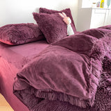 Soft Fluffy Plush Duvet Cover Set Faux Fur Quilt Covers Set Purple