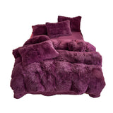 Soft Fluffy Plush Duvet Cover Set Faux Fur Quilt Covers Set Purple